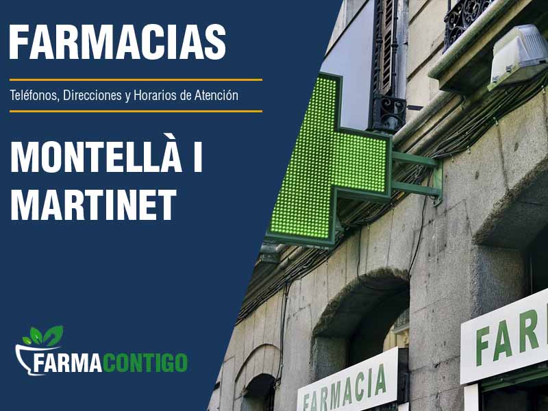 Farmacias en Montellà I Martinet - Teléfonos, Direcciones y Horarios de Atención